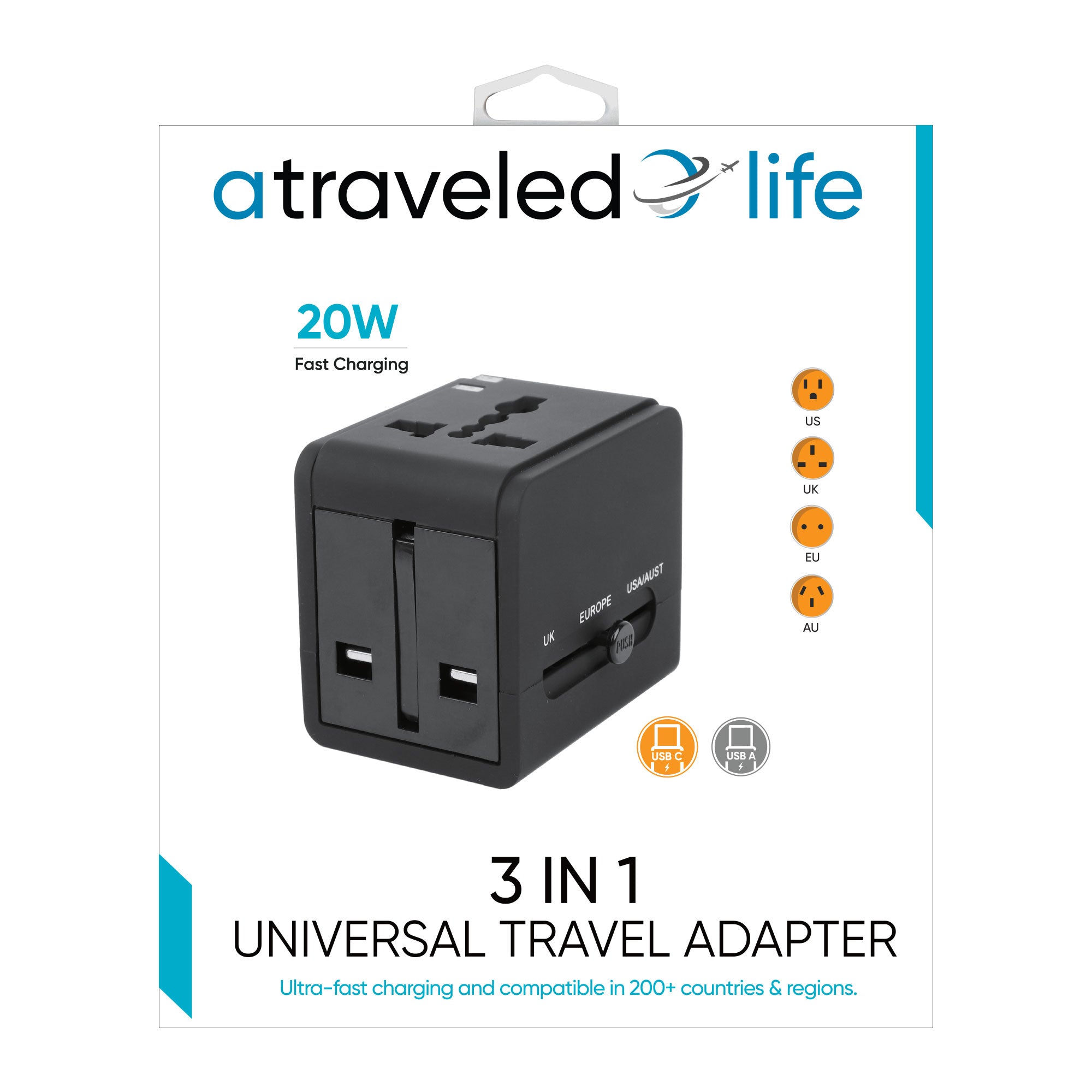 3-in-1 Universal Travel Adapter (20W)