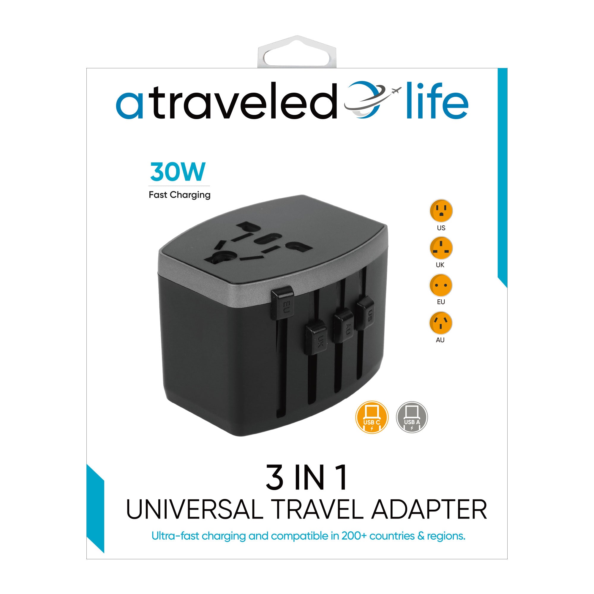 3-in-1 Universal Travel Adapter (30W)