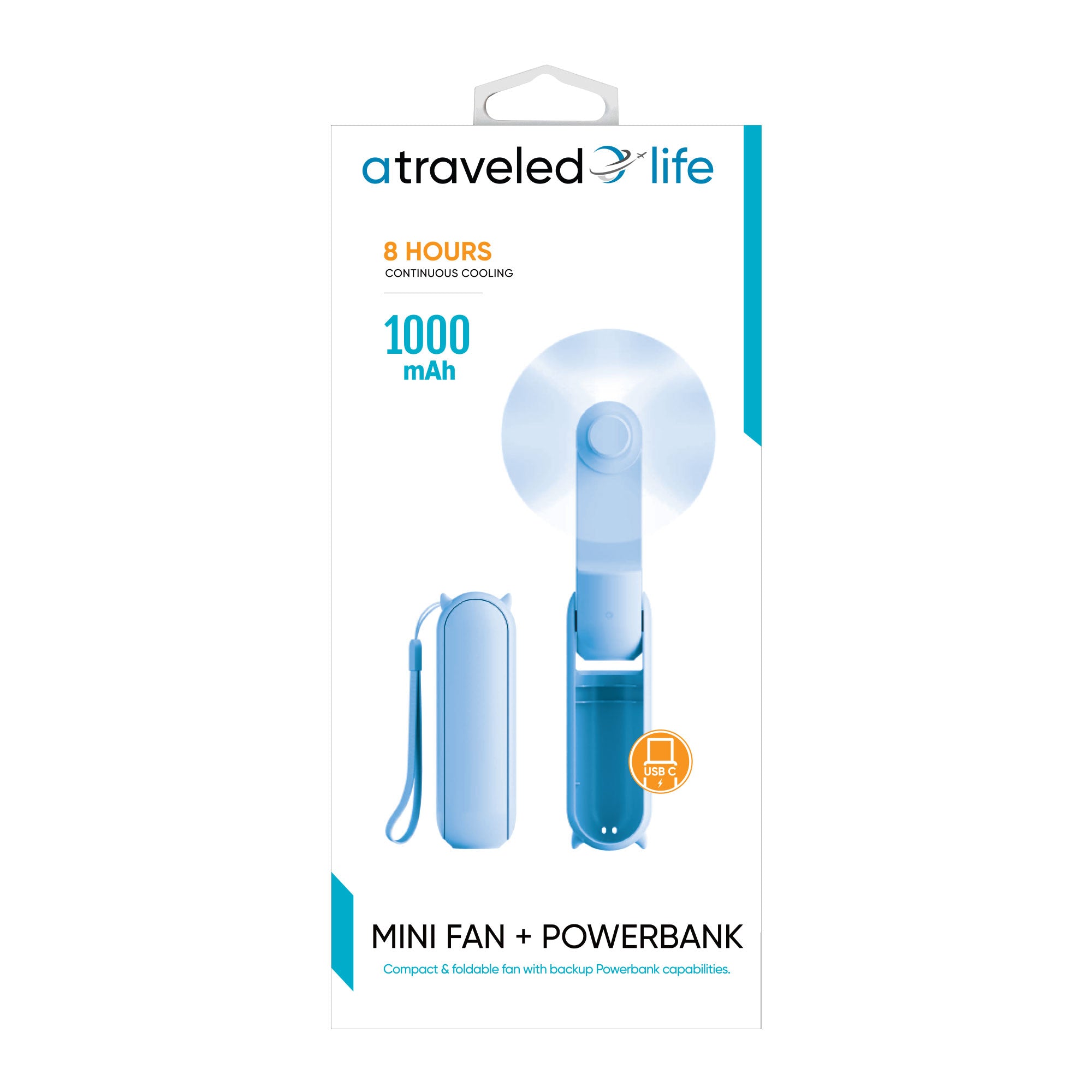 Mini Fan + Powerbank (Blue)