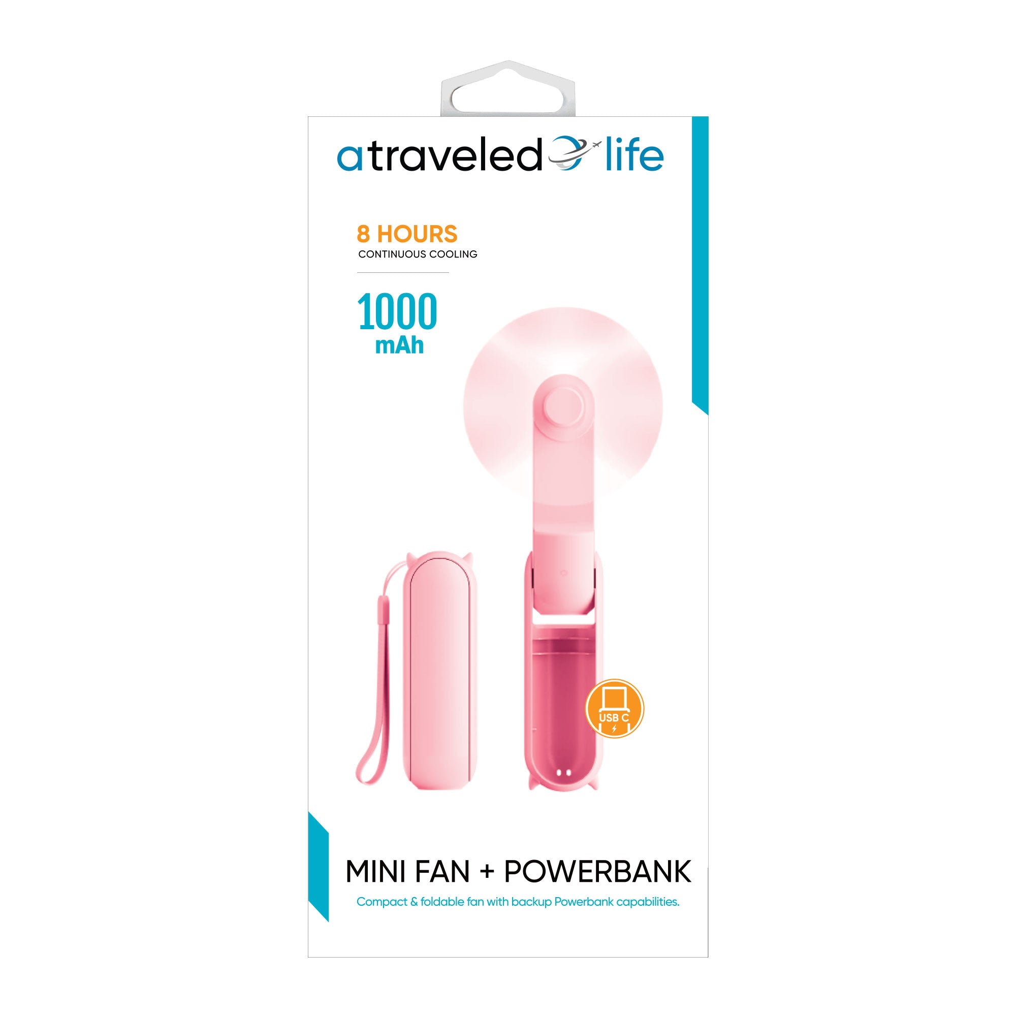 Mini Fan + Powerbank (Pink)