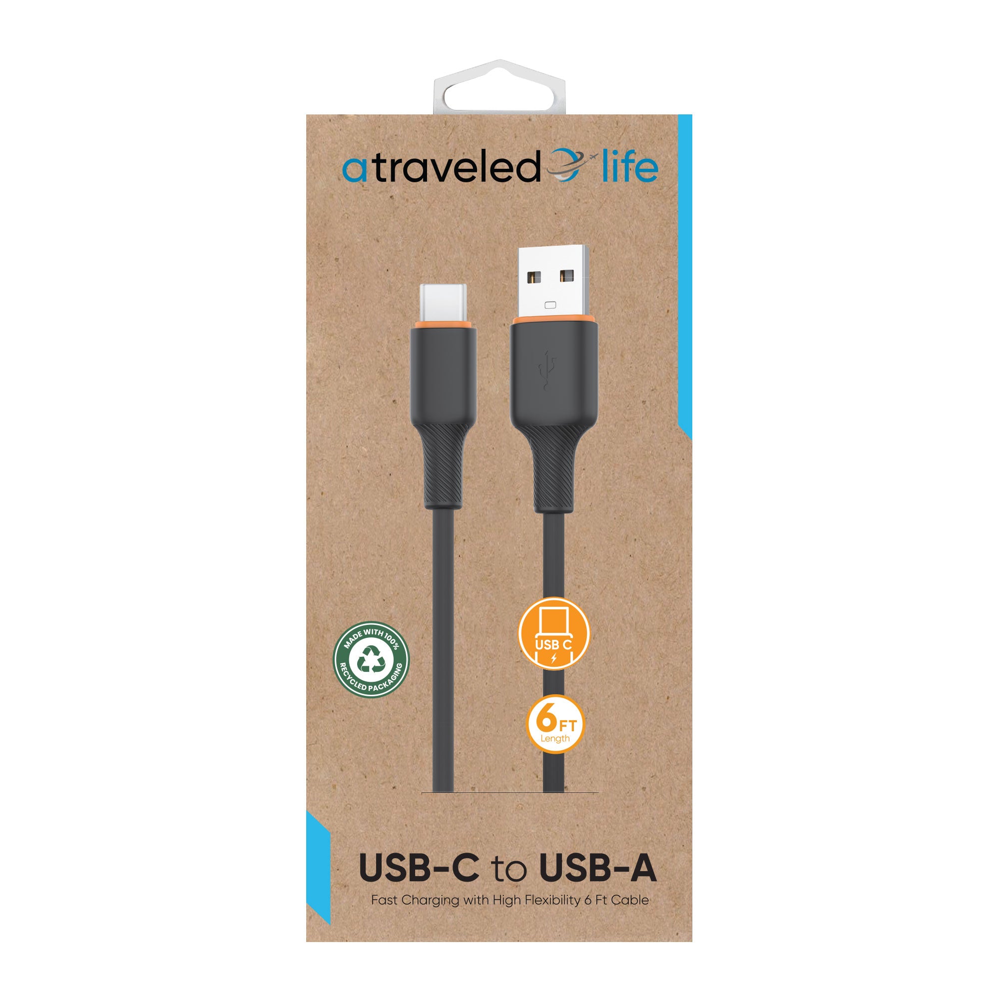 USB-C to USB-A 6ft Cable (Black)