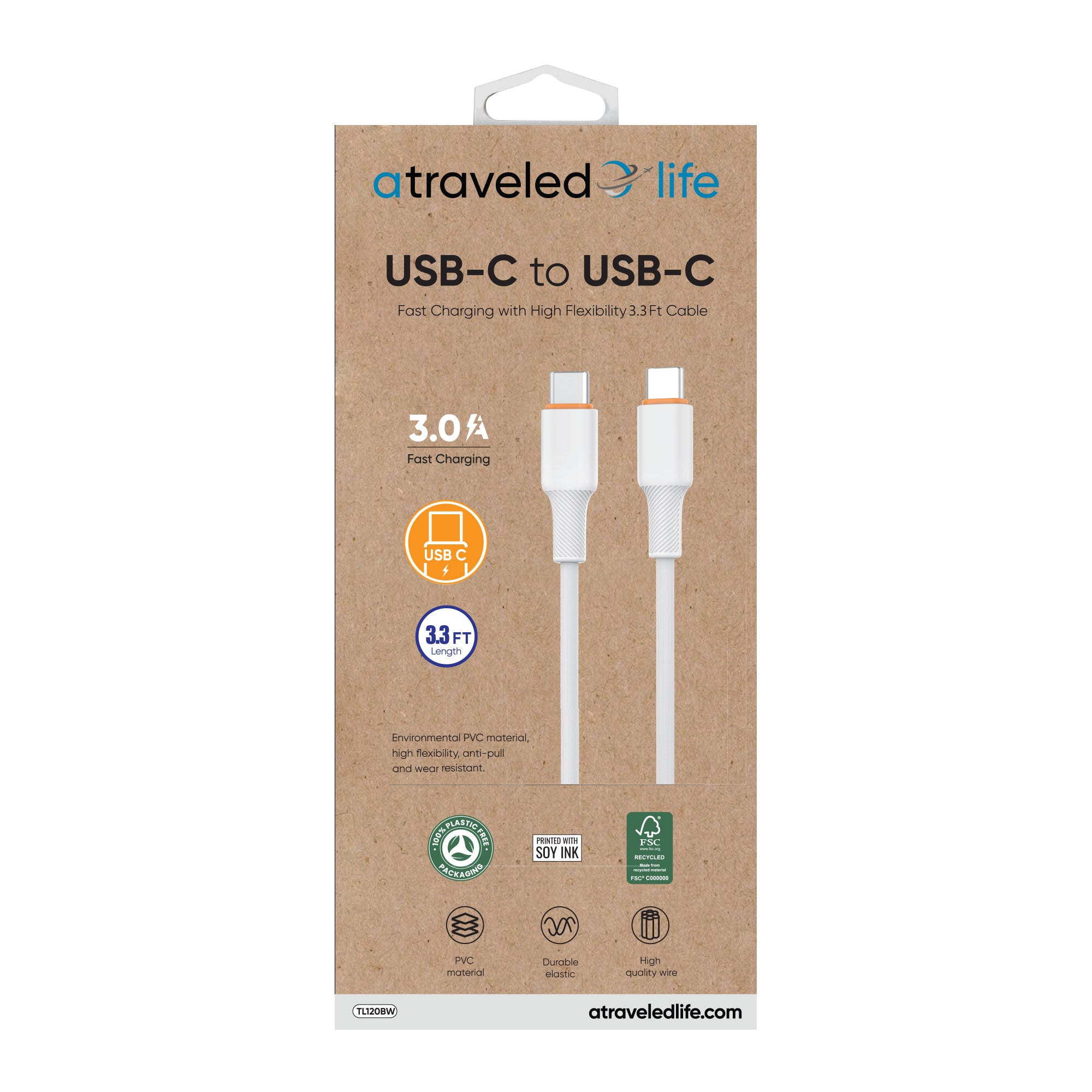 USB-C to USB-C 3.3ft Cable (White)